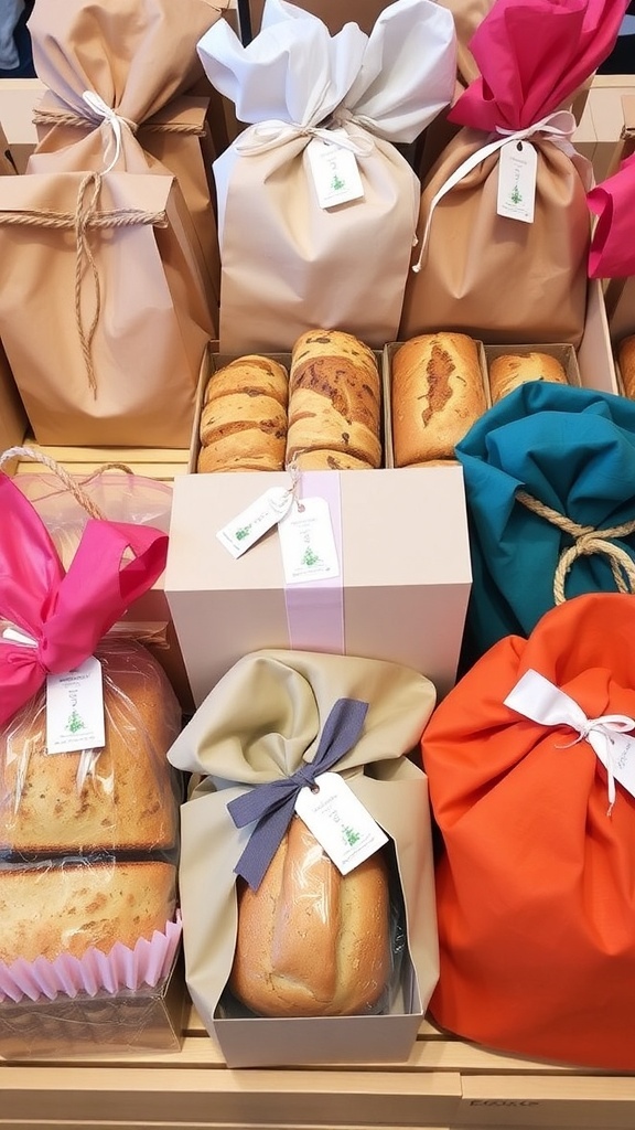 Creative Homemade Bread Packaging Ideas A variety of homemade bread packaging options including kraft bags, decorative boxes, and cloth bags.